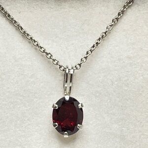 New! Sterling Necklace & Garnet Pendant 1.80 Carat